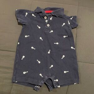 Baby boy navy blue romper with guitars size 6m from Carters